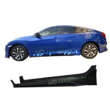 Yüksek performanslı araba uçuş spoyleri ve mavi Honda sedan, otomobil modifikasyonu ve tuning servisleri ile ilgili.