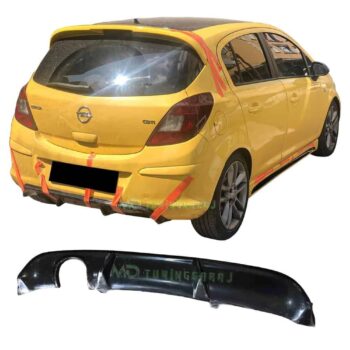 Yapay karbon spoiler ve araç arkası, Opel Astra H modeline uyumlu performans artışı sağlar.