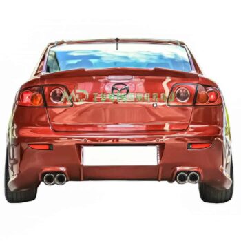 Yüksek performanslı Mazda araba arka görünüm, MD Tuning Garaj, özel jant ve egzoz sistemi ile.